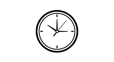 Black and White Clock Face Icon, Time Concept, Minimalist Design