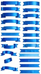 Fototapeta premium Blue ribbon banners in various styles