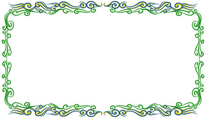 Green swirling floral border design element. © Febrial Chalik