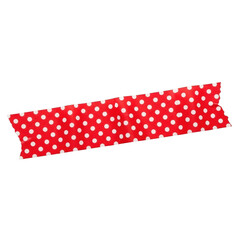 A decorative strip with red polka dots on a light background