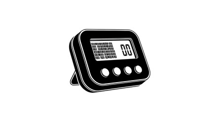 Digital Kitchen Timer with LCD Display and Buttons - Black and White Icon