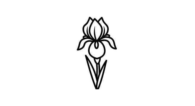 Minimalist Iris Flower Line Art Tattoo Design