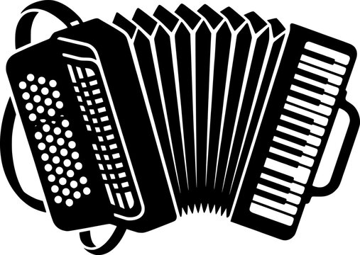 Single black accordion silhouette isolated on white background
