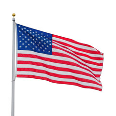 The american flag waving on a pole
