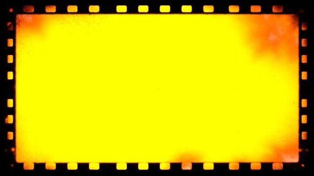 Abstract, retro-style film frame with a gradient orange and yellow hue, featuring a dark border