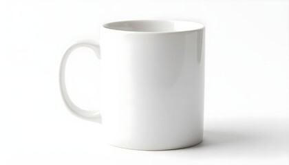 Obraz premium White ceramic coffee mug on white background isolated for branding and product mockups