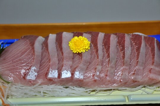 Buri (yellowtail) sashimi purchased at a supermarket in Tokyo, Japan