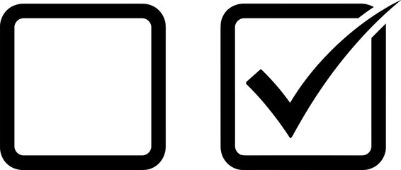 Checkbox icon set with check mark, empty and selected box symbols, user interface selection concept, confirmation control, minimal flat vector design © Ponkaj Creatives