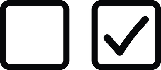 Checkbox icon set, empty and checked box symbols, selection control concept, user interface confirmation sign, minimal flat vector illustration design © Ponkaj Creatives