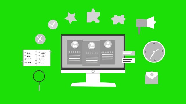 Flat design user dashboard interface with icons animation