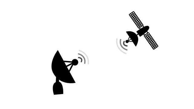 Satellite and Ground Dish Communication Icon Animation