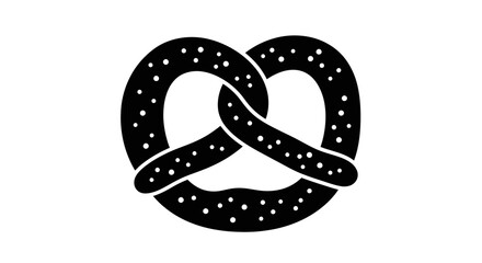 Black and White Silhouette Icon of a Pretzel with Salt Sprinkles