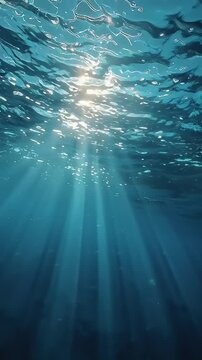 Sunlight filtering through ocean water surface vector eps illustration