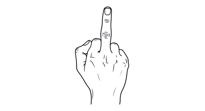 Middle Finger Hand Gesture Outline Icon Vector Illustration