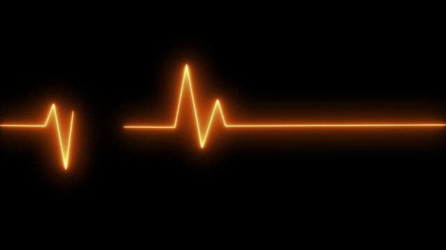 Glowing ECG heartbeat line turning into flatline animation on black background