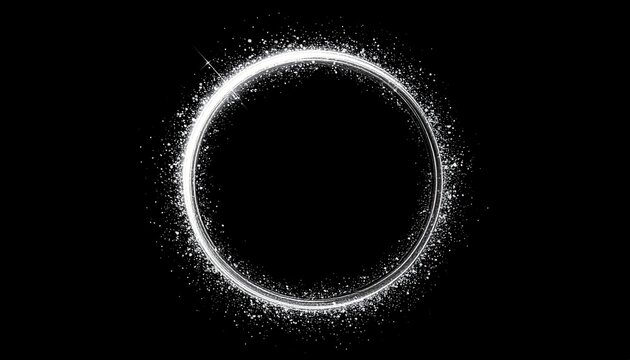 Glowing ring effect with particles against black background