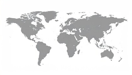 Obraz premium Gray, flat world map displaying continents