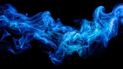 Obraz premium Abstract Blue Smoke on Black Background