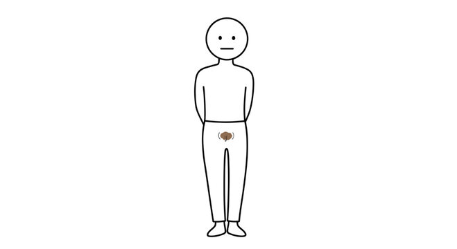 Minimalist stick figure illustration depicting a pubic louse infestation, symbolizing health