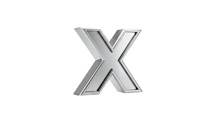 Fototapeta premium 3D Silver Letter X with Chrome Border