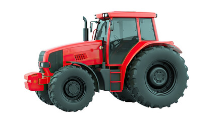 Obraz premium Red Tractor on White Background