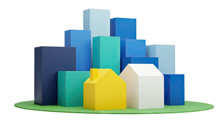 Obraz premium Abstract houses and buildings in vibrant colors