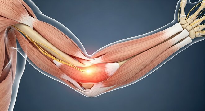 Elbow joint pain anatomy with muscles body part inflammation problem skeletal injury human bone medical condition skeleton healthcare health background