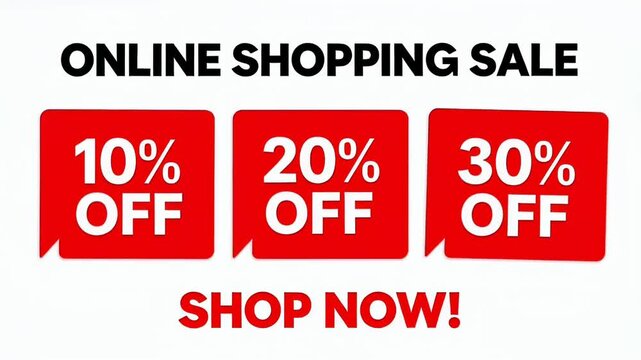 Online Shopping Sale Banner with Discount Percent Off and Promotional Graphics.