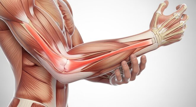 Tennis elbow also known as lateral epicondylitis is condition that causes pain around outside of elbow it often occurs after repetitive motions of wrist and arm human anatomy arm pain concept