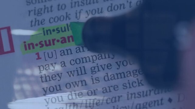 Faint grid drawing attention, hand sweeping green marker, highlighting 'in-surance' for emphasis
