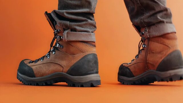 Hiking boot with rugged tread and reinforced toe