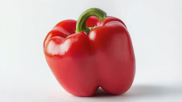 Red bell pepper with glossy skin and curved stem