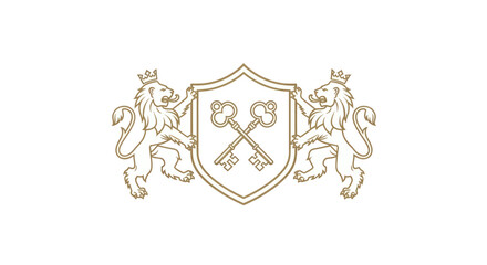 Elegant Emblem with Lions and Crossed Keys. © Yann