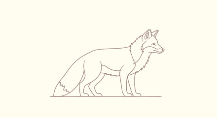 Obraz premium Elegant Minimalist Line Art Illustration of a Standing Fox.