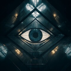 Obraz premium eye reflecting abstract power structure shapes, hierarchy and authority concept