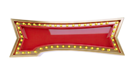 Retro Marquee Sign with Red Ribbon and Gold Border