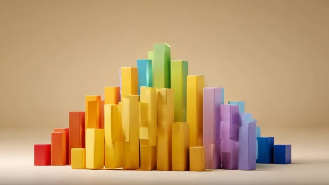Medium shot of a colorful bar graph illustrating survey results highlighting clear data comparison across categories on a bright neutral background.
