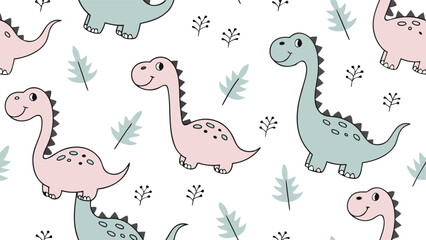 Obraz premium seamless pattern with dinosaurs