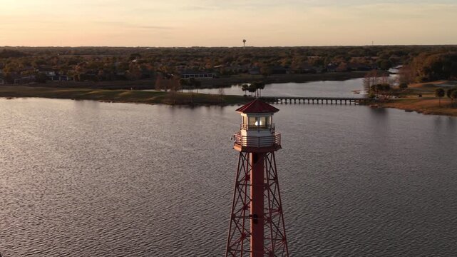 Lighthouse sunset stock video. The villages Florida Lake Sumter