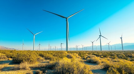 Obraz premium Wind turbines on the grassland