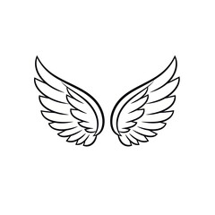Obraz premium Simple Angel Wings Line Art Icon Vector Illustration