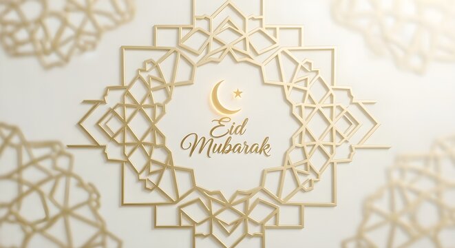 Elegant Chaand Raat Mubarak Illustration with Minimalist Blue Gradient Waves, a Glowing White Crescent Moon, and Sophisticated Gold Arabic Calligraphy