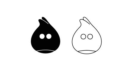 A black and white illustration of two cartoon characters side Vector