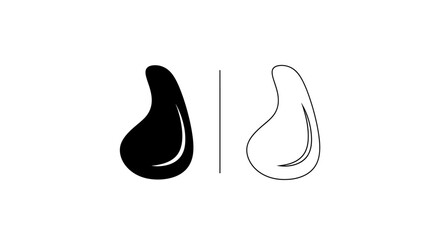 Black and white teardrop shapes side by side comparison Vector