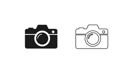 Camera icons in black and white for photography website header Vector
