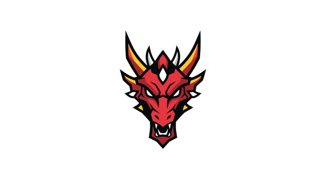 Red Dragon Head Illustration.