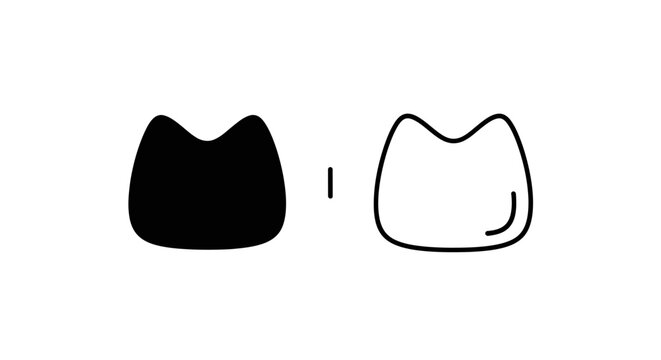 Black and white cat face outline illustration side by side Vector