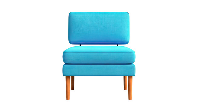Modern Blue Armchair with Wooden Legs