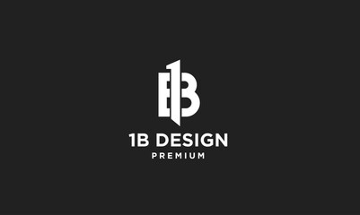 Modern 1B Design Logo with Intertwined Letter B and Number 1 for Creative Branding Identity © alpha