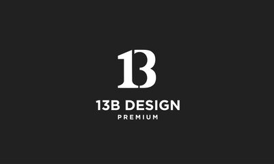 Modern 13B Monogram Logo Design with Letter B and Number 13 for Creative Business Branding © alpha